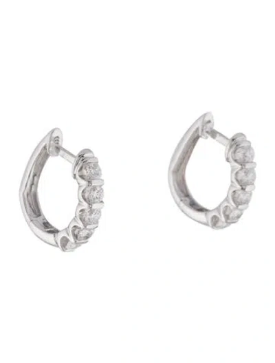 Pre-owned Earrings 18k 1.00ctw Diamond Hoop  In Multi