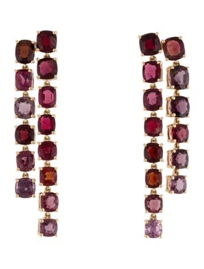 Pre-owned Earrings 18k 10.20ctw Spinel Double Line Drop  In Multi