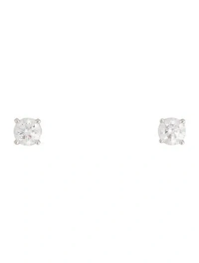 Pre-owned Earrings 18k 1.02ctw Lab-grown Diamond Solitaire Stud  In Multi
