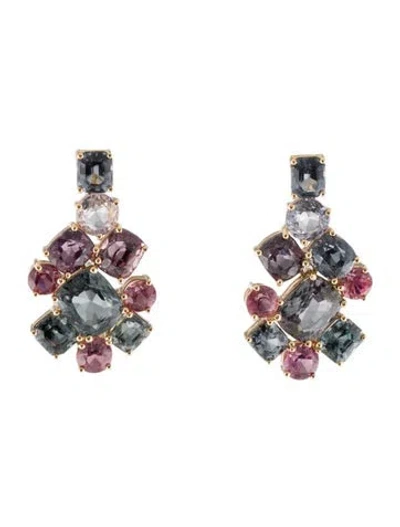 Pre-owned Earrings 18k 10.58ctw Spinel Drop  In Multi
