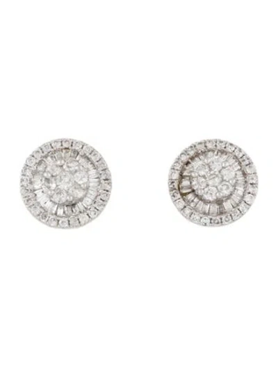 Pre-owned Earrings 18k 1.05ctw Diamond Cluster Stud  In Multi