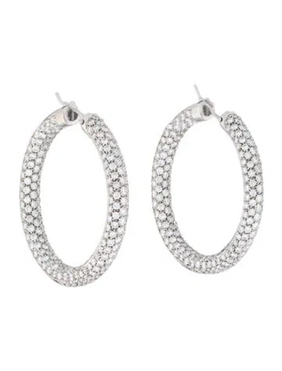 Pre-owned Earrings 18k 10.62ctw Diamond Inside-out Hoop  In Multi