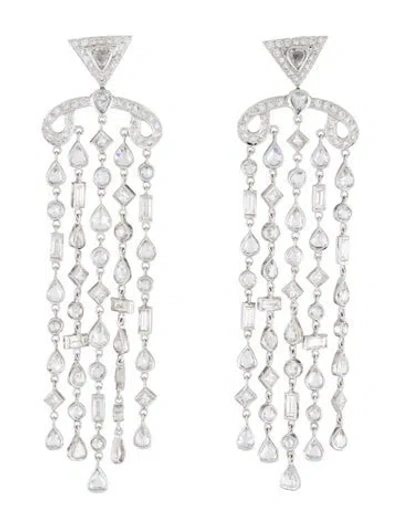 Pre-owned Earrings 18k 10.65ctw Diamond Chandelier  In Multi