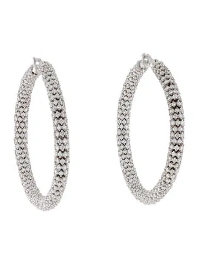 Pre-owned Earrings 18k 10.88ctw Diamond Pavé Hoops In Multi