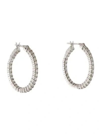 Pre-owned Earrings 18k 1.12ctw Diamond Hoop  In Multi