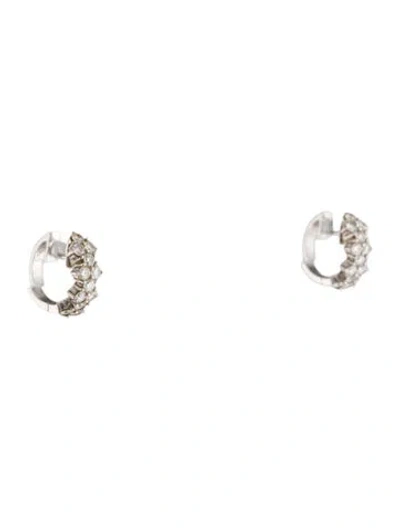 Pre-owned Earrings 18k 1.14ctw Diamond Huggie Hoop  In Multi