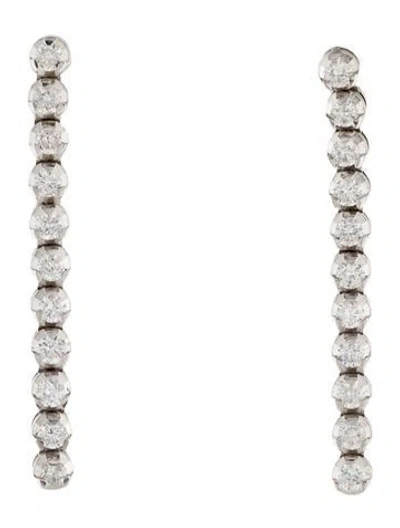 Pre-owned Earrings 18k 1.15ctw Line Drop  In Multi