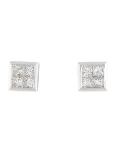 Pre-owned Earrings 18k 1.20ctw Diamond Stud  In Multi