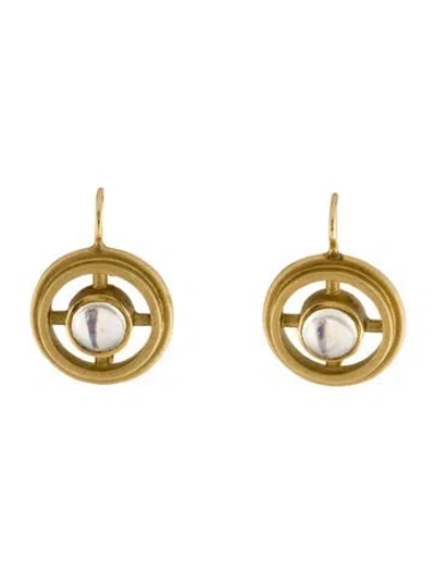 Pre-owned Earrings 18k 1.20ctw Moonstone Drop  In Multi