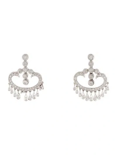 Pre-owned Earrings 18k 1.21ctw Diamond Chandelier  In Multi