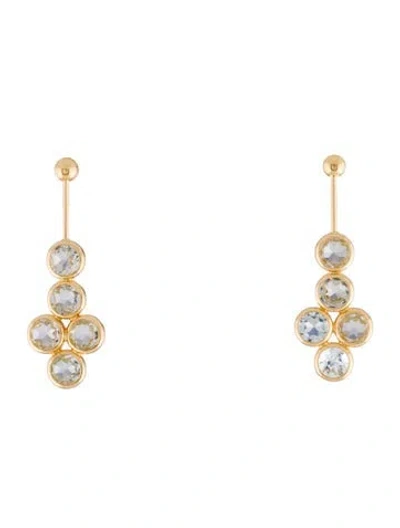 Pre-owned Earrings 18k 1.22ctw Aquamarine Drop  In Multi