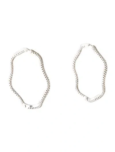 Pre-owned Earrings 18k 1.22ctw Diamond Wavy Hoop  In Multi