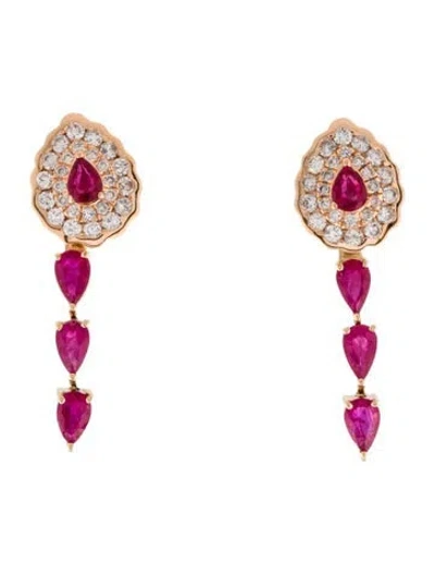 Pre-owned Earrings 18k 1.22ctw Ruby & Diamond Convertible Drop  In Multi