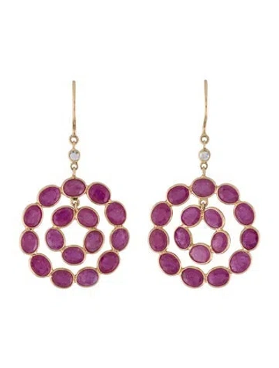 Pre-owned Earrings 18k 12.35ctw Ruby & Diamond Drop  In Multi