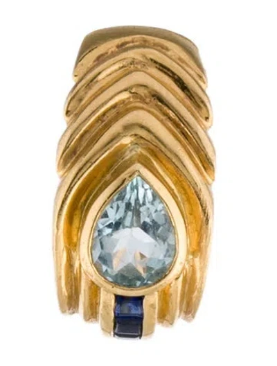 Pre-owned Earrings 18k 1.23ct Topaz & Sapphire Single Earclip In Multi