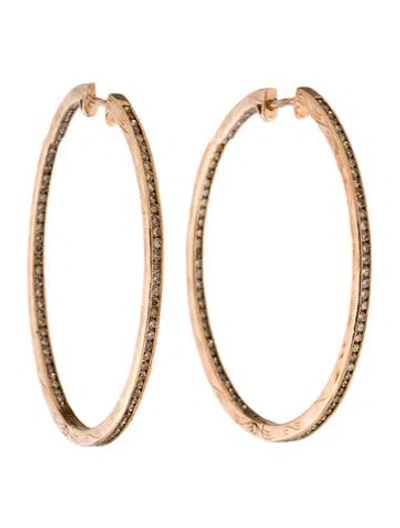 Pre-owned Earrings 18k 1.26ctw Diamond Inside-out Hoop  In Multi