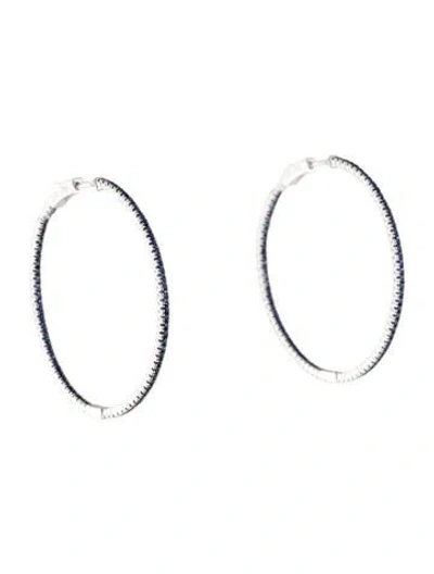 Pre-owned Earrings 18k 1.26ctw Sapphire Inside Out Hoop  In Multi