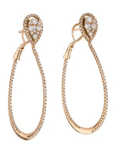 Pre-owned Earrings 18k 1.27ctw Diamond Hoop  In Multi