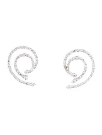 Pre-owned Earrings 18k 1.28ctw Diamond Swirl Stud  In Multi