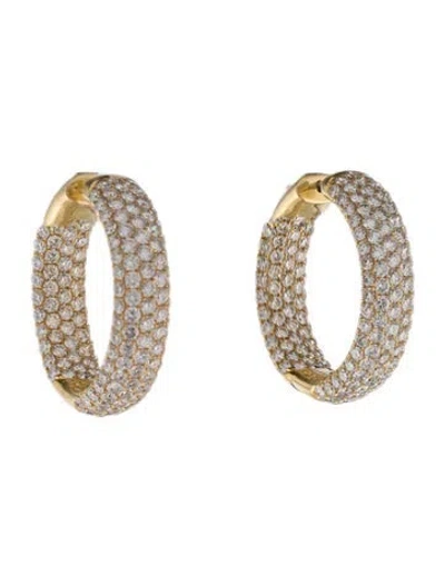 Pre-owned Earrings 18k 13.32ctw Diamond Inside-out Hoop  In Multi