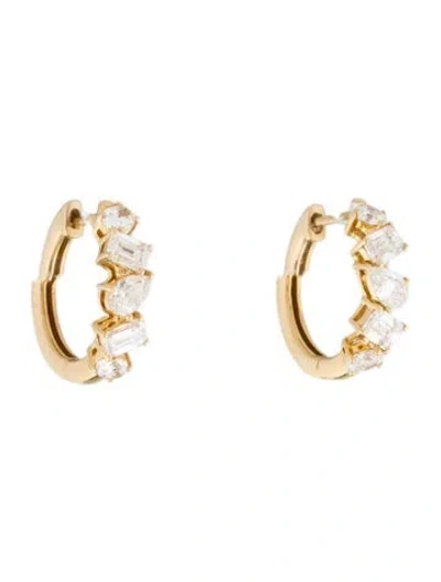 Pre-owned Earrings 18k 1.33ctw Diamond Hoop  In Multi