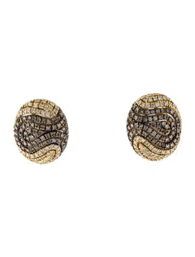 Pre-owned Earrings 18k 1.34ctw Diamond Oval Earclips In Multi