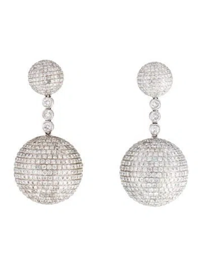 Pre-owned Earrings 18k 13.82ctw Diamond Globe Drop  In Multi
