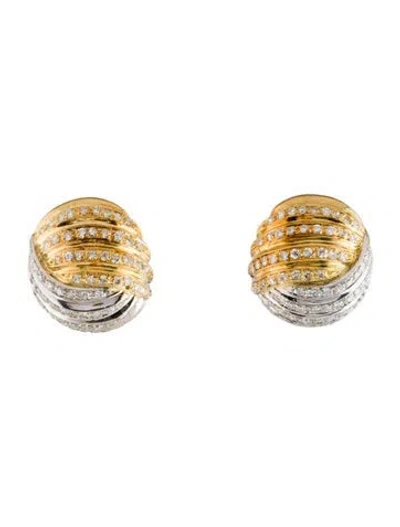 Pre-owned Earrings 18k 1.38ctw Diamond Earclips In Multi