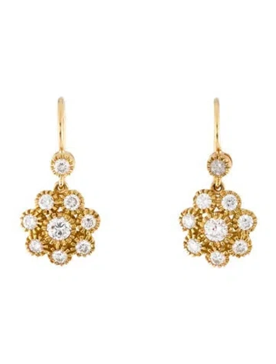 Pre-owned Earrings 18k 1.40 Ctw Diamond Circle Drop  In Multi
