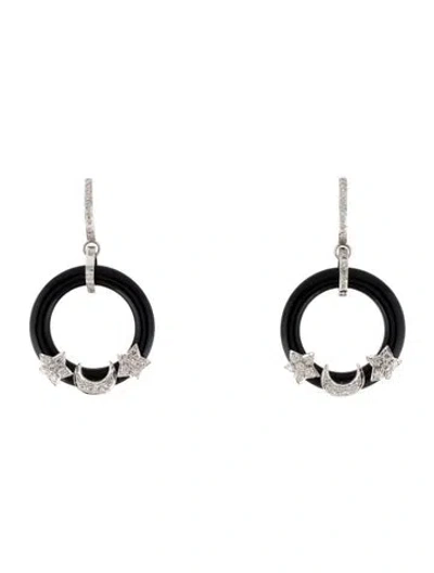 Pre-owned Earrings 18k 1.40ctw Diamond & Onyx Celestial Convertible Drop  In Multi