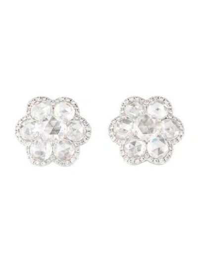 Pre-owned Earrings 18k 1.40ctw Rose Cut Diamond Stud  In Multi