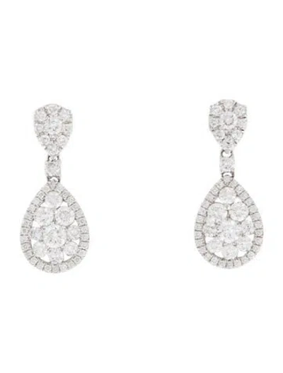 Pre-owned Earrings 18k 1.41ctw Diamond Drop  In Multi