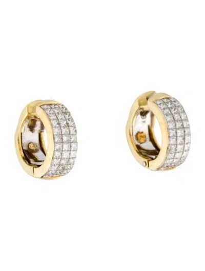 Pre-owned Earrings 18k 1.44ctw Diamond Huggie  In Multi