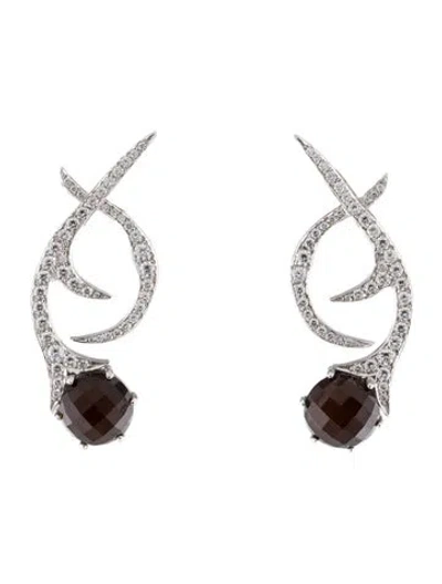 Pre-owned Earrings 18k 1.45ctw Diamond & Quartz Doublet Drop  In Multi