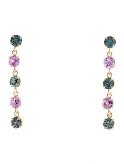 Pre-owned Earrings 18k 1.48ctw Sapphire Drop  In Multi