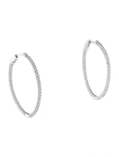 Pre-owned Earrings 18k 1.4ctw Diamond Inside Out Oval Hoop  In Multi
