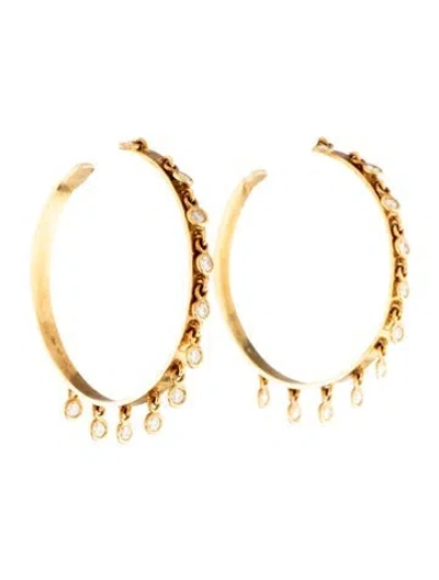 Pre-owned Earrings 18k 1.54ctw Diamond Hoop  In Multi
