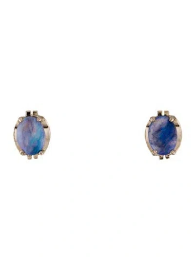 Pre-owned Earrings 18k 1.71ctw Opal Stud  In Multi