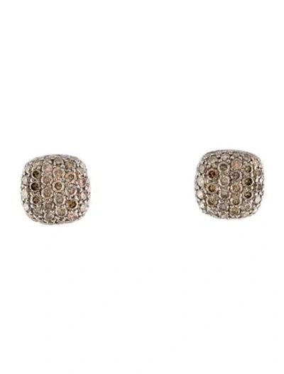 Pre-owned Earrings 18k 1.74ctw Diamond Pave Stud  In Multi