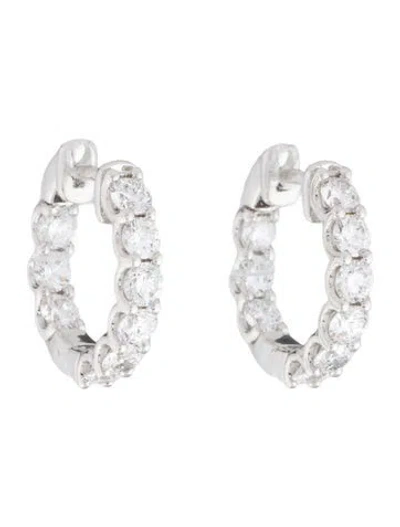 Pre-owned Earrings 18k 1.80ctw Lab-grown Diamond Inside-out Hoop  In Multi