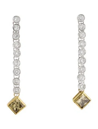Pre-owned Earrings 18k 1.81ctw Diamond Drop  In Multi