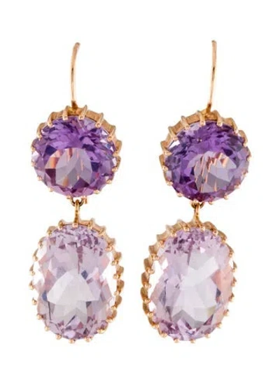 Pre-owned Earrings 18k 18.45ctw Amethyst Drop  In Multi