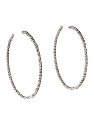 Pre-owned Earrings 18k 1.86ctw Diamond Inside-out Hoop  In Multi