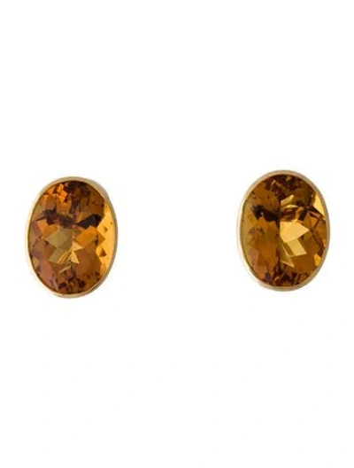 Pre-owned Earrings 18k 19.00ctw Citrine Earclip  In Multi