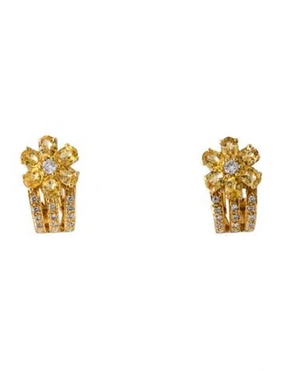 Pre-owned Earrings 18k 1.90ctw Sapphire & Diamond Earclips In Multi