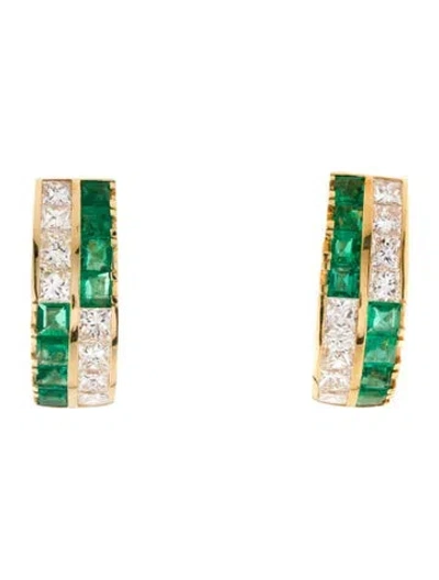 Pre-owned Earrings 18k 2.00ct Emerald & Diamond Clip-on  In Multi