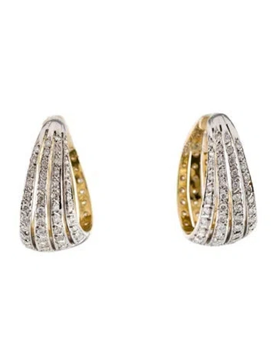 Pre-owned Earrings 18k 2.00ctw Diamond Hoop  In Multi