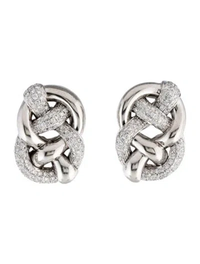 Pre-owned Earrings 18k 2.05ctw Diamond Pavé Braided Earclip  In Multi