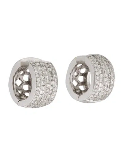 Pre-owned Earrings 18k 2.22ctw Diamond Hoop  In Multi