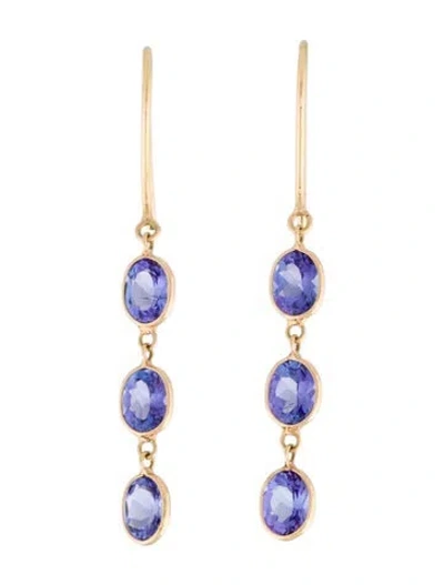 Pre-owned Earrings 18k 2.31ctw Tanzanite Drop  In Multi